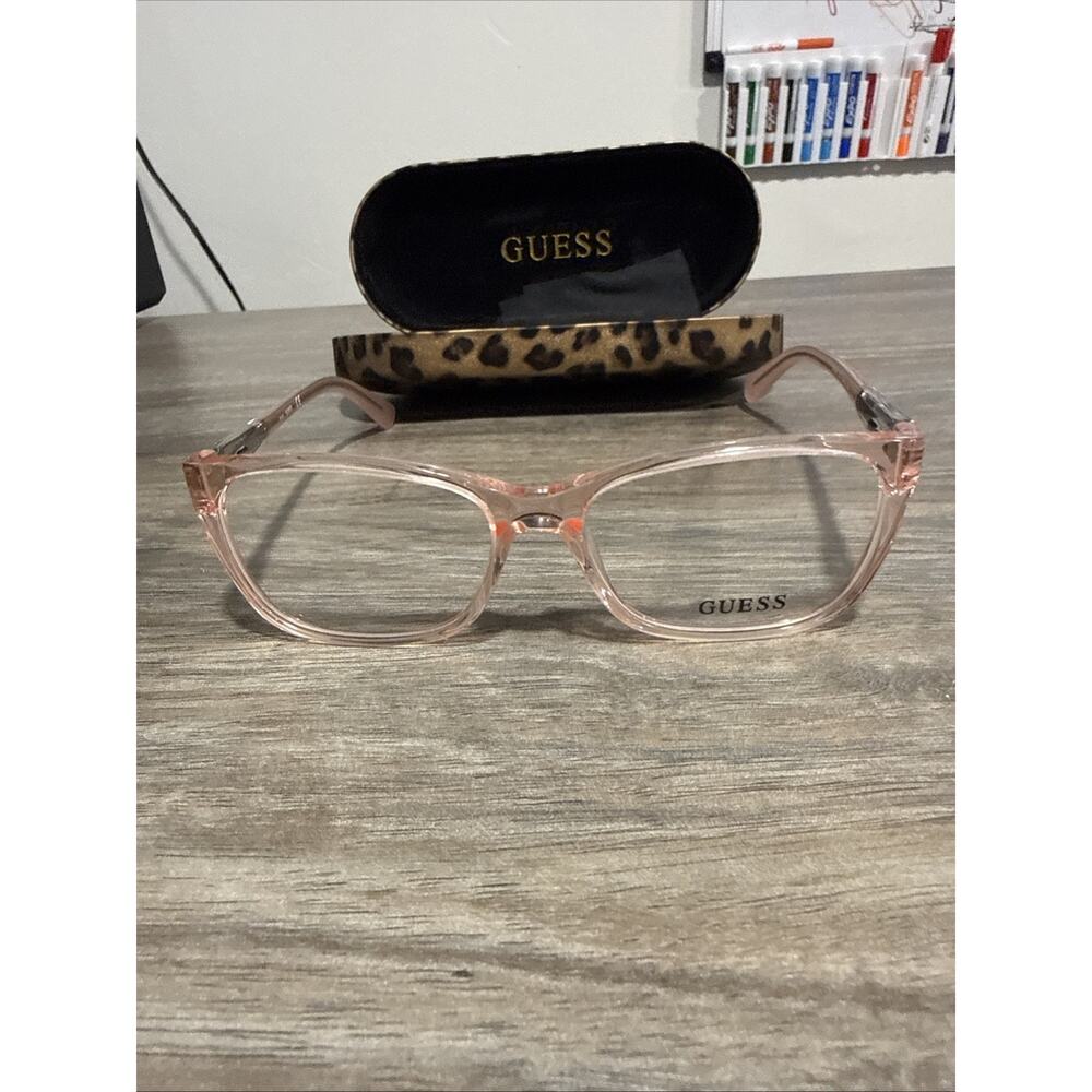 GUESS Gu2561 072 Women's Eyeglasses Frames 53-15-135 Pink Crystal Case